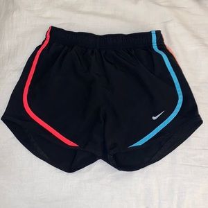 Nike running track shorts with neon stripes